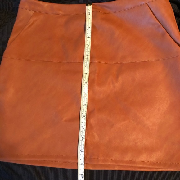 Orange Faux Leather Mini Skirt - Picture 4 of 4